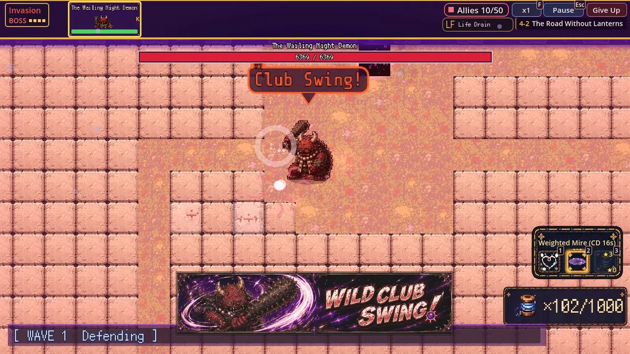 Chapter 4 boss, the Wailing Night Demon, unleashes Wild Club Swing!